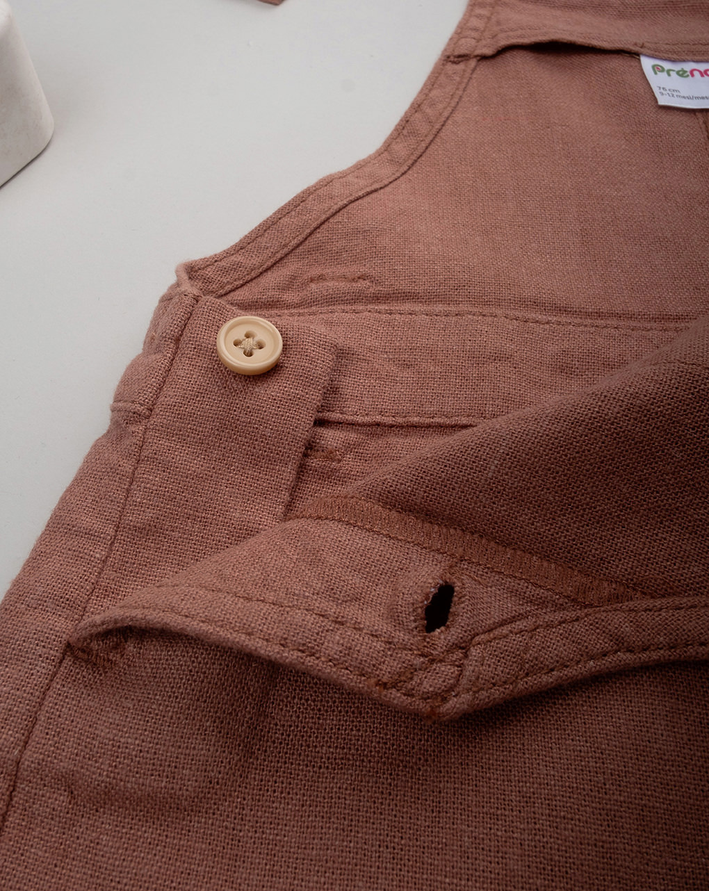 Salopette bimbo lino marrone