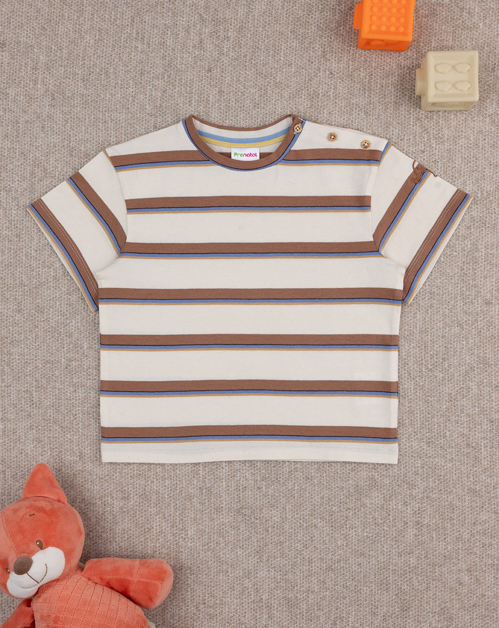 T-shirt bimbo mezza manica righe marroni