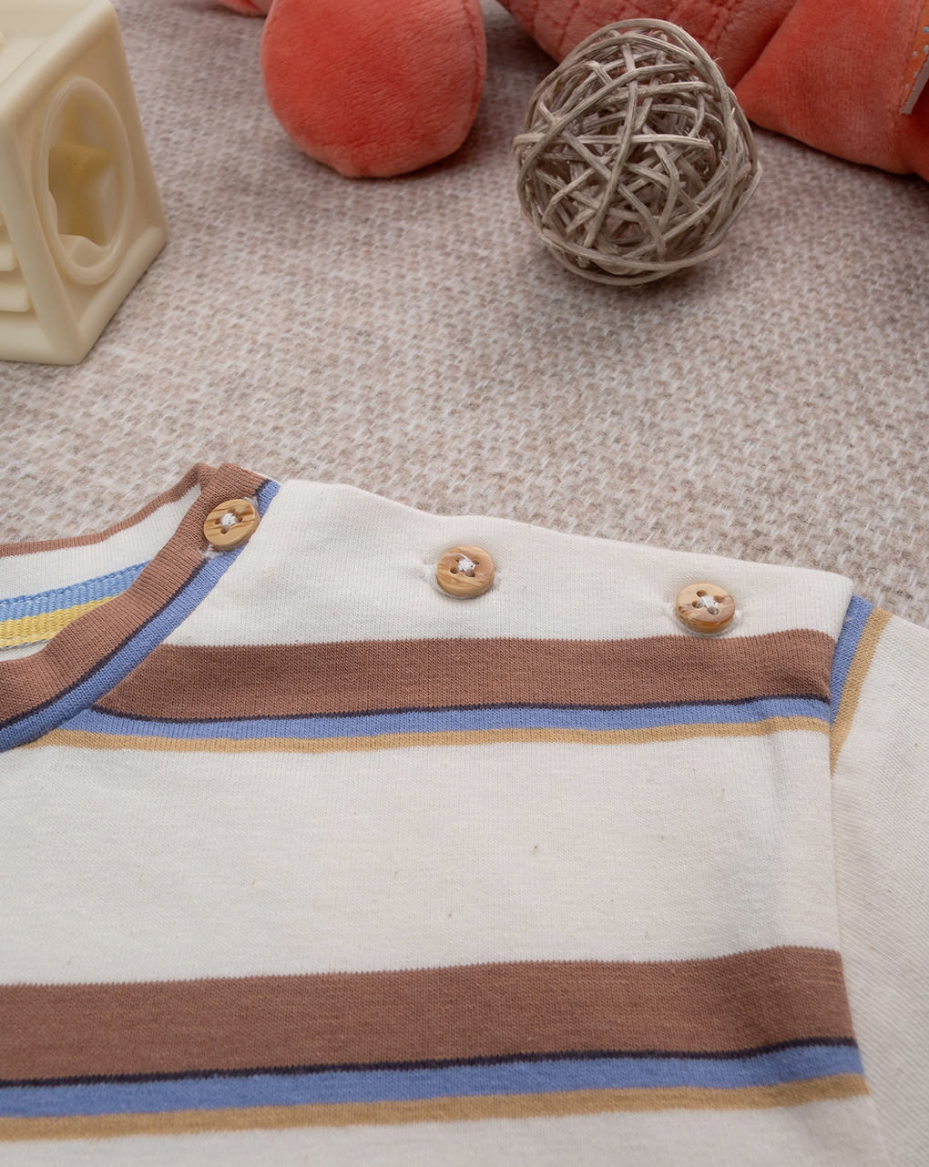 T-shirt bimbo mezza manica righe marroni