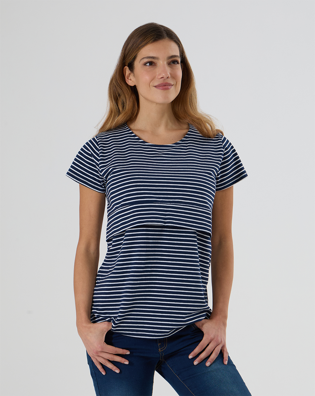 T-shirt allattamento fantasia righe blu