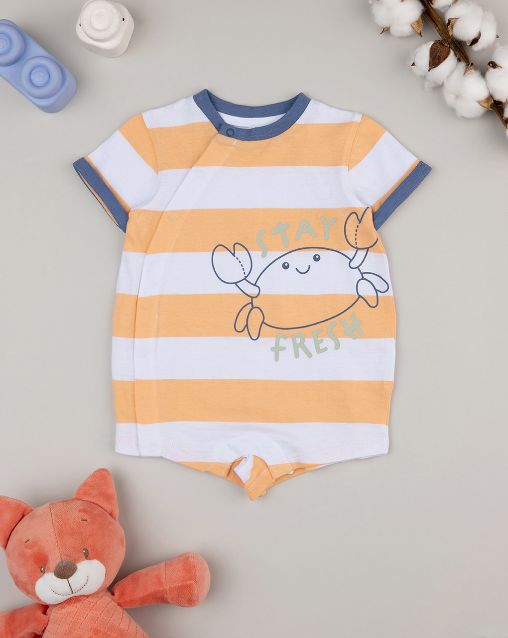 Tutina bimbo righe arancioni con stampa