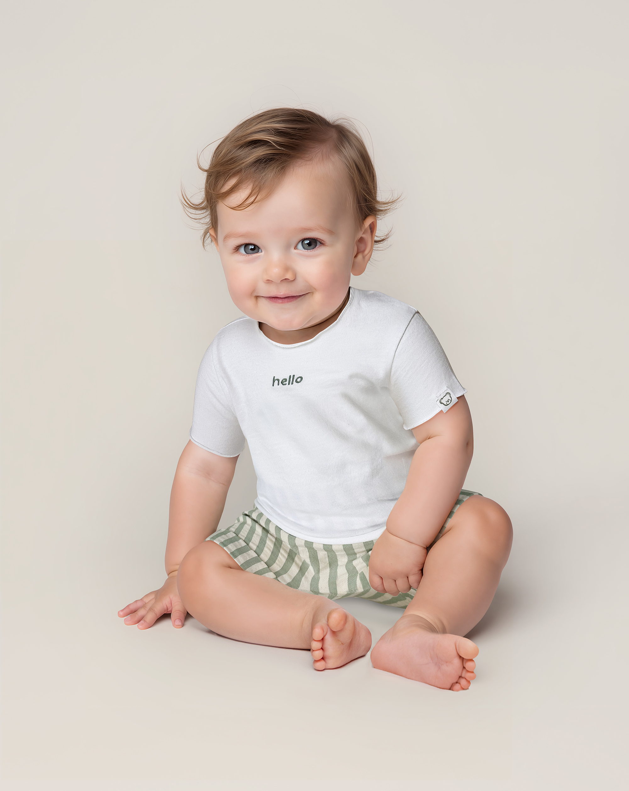 Completo premium bimbo estivo bianco/verde