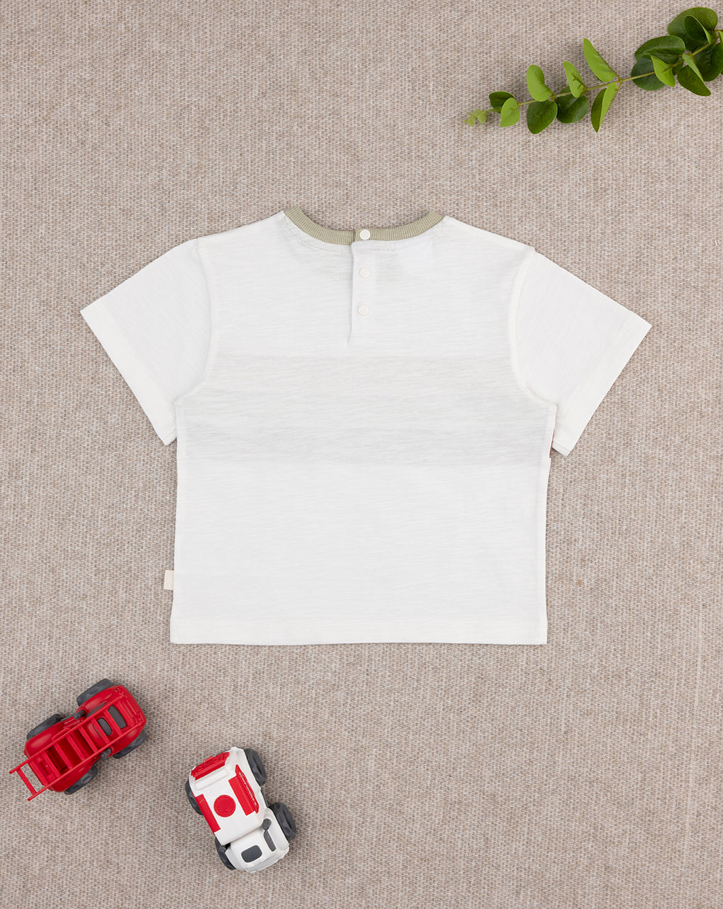 T-shirt bimbo rigata beige/verde/marrone