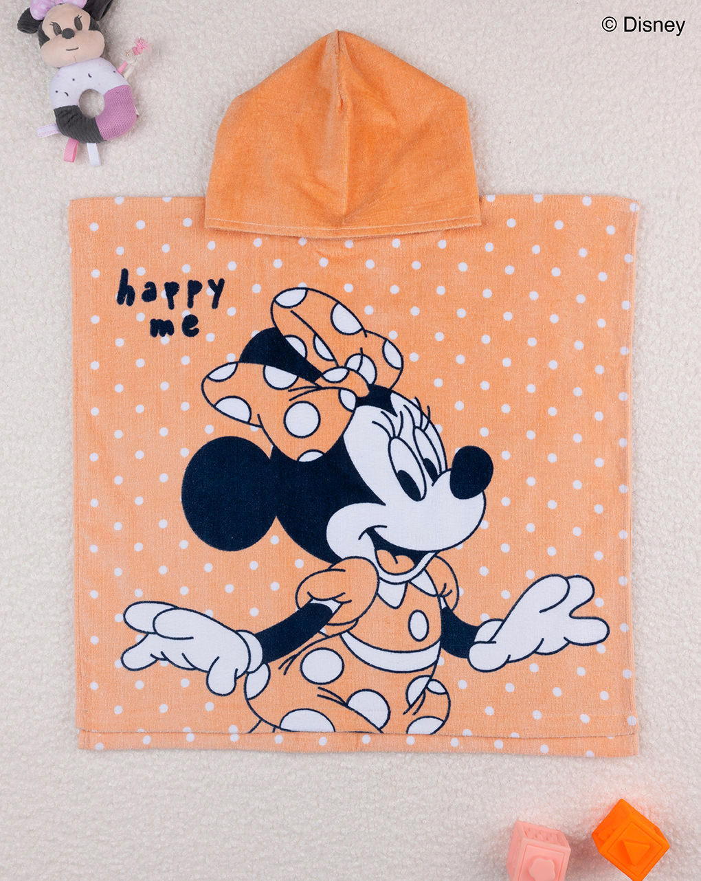 Poncho mare bimba arancione minnie