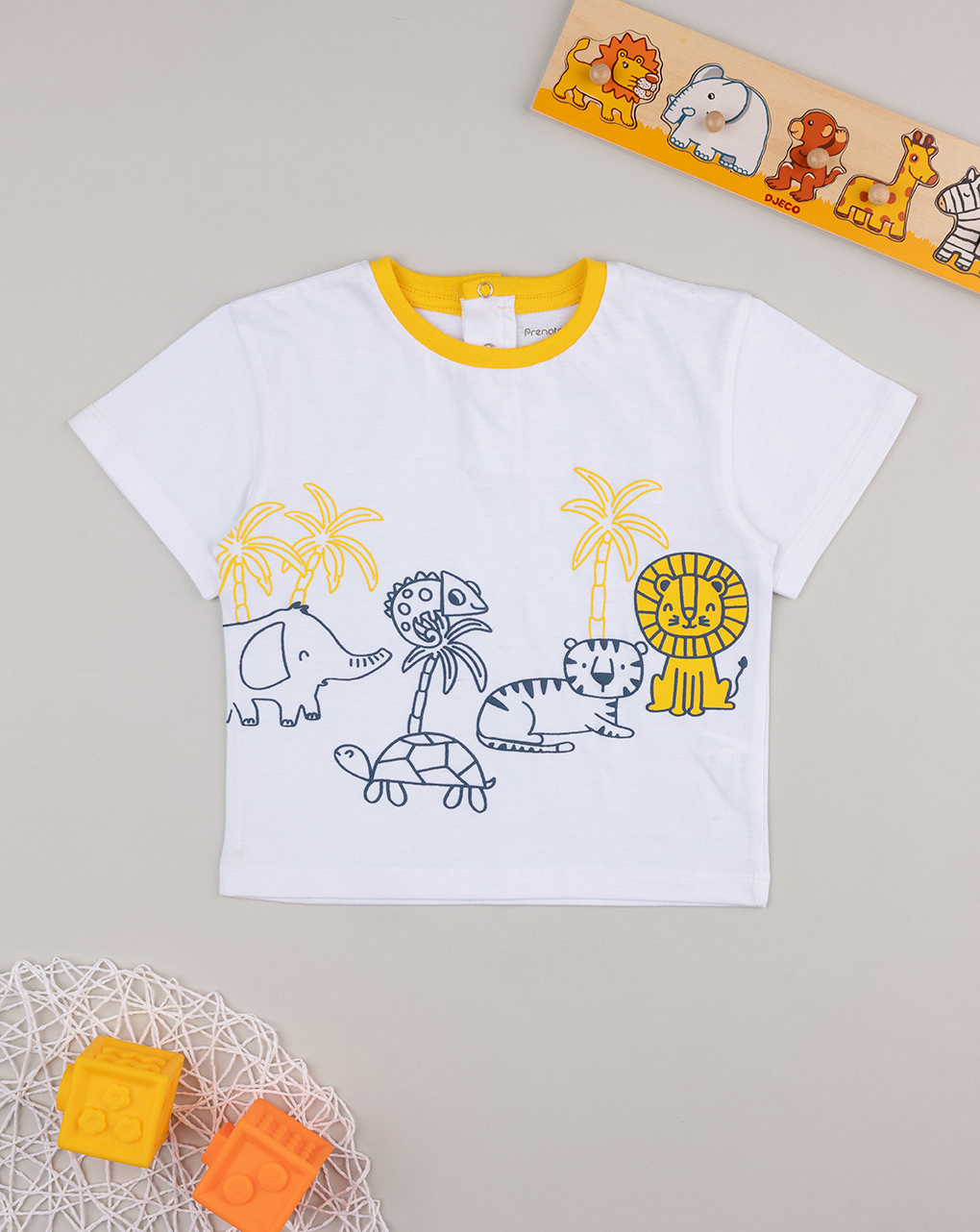 T-shirt bimbo bianco/giallo savana