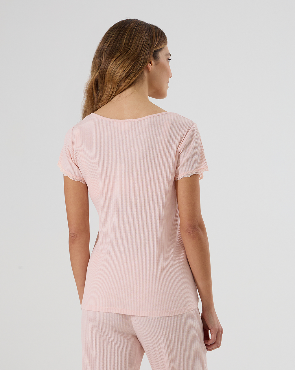 Pigiama premaman allattamento rosa con pizzo