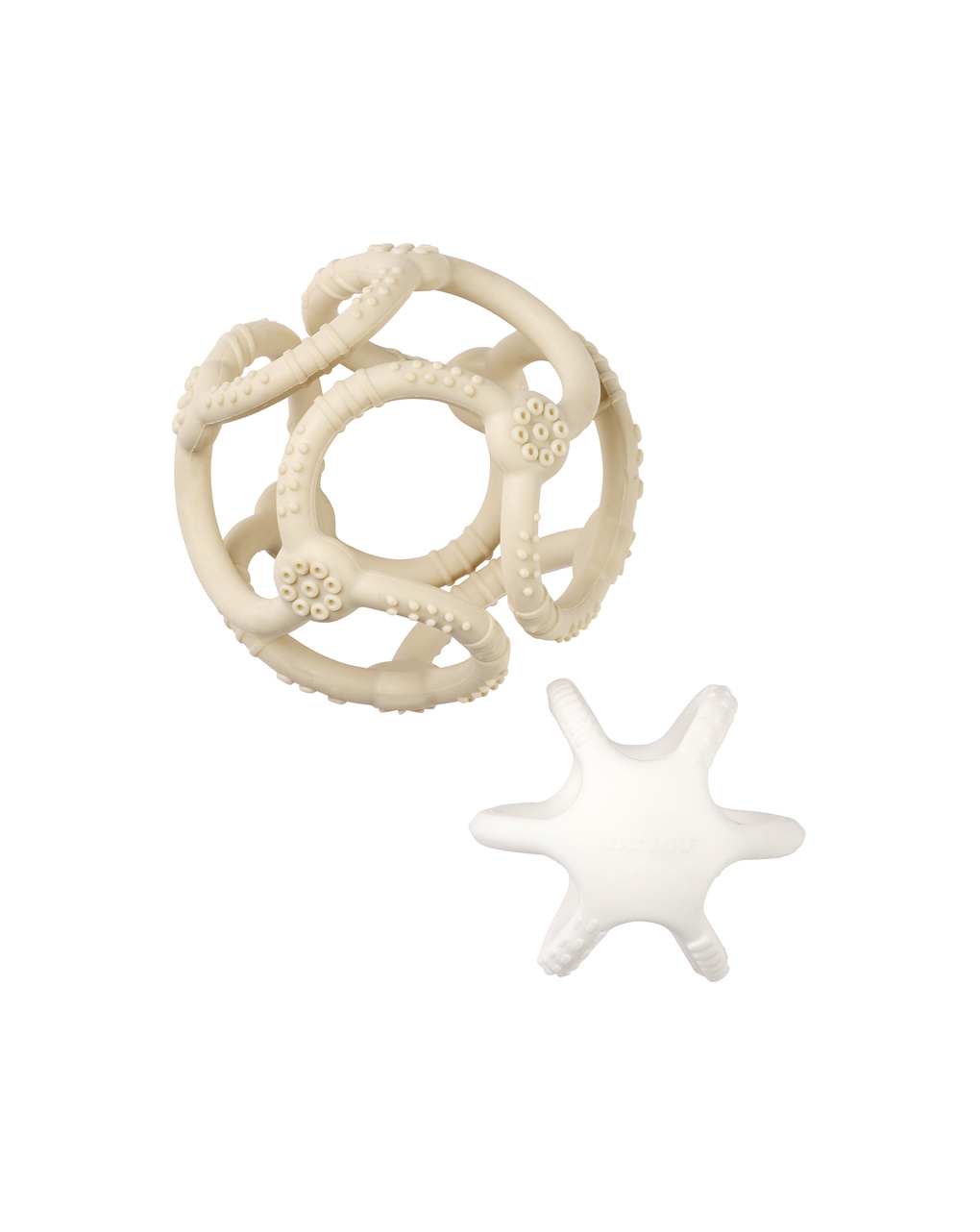 Set 2 palline in silicone bianco e argilla - 0+ - nattou