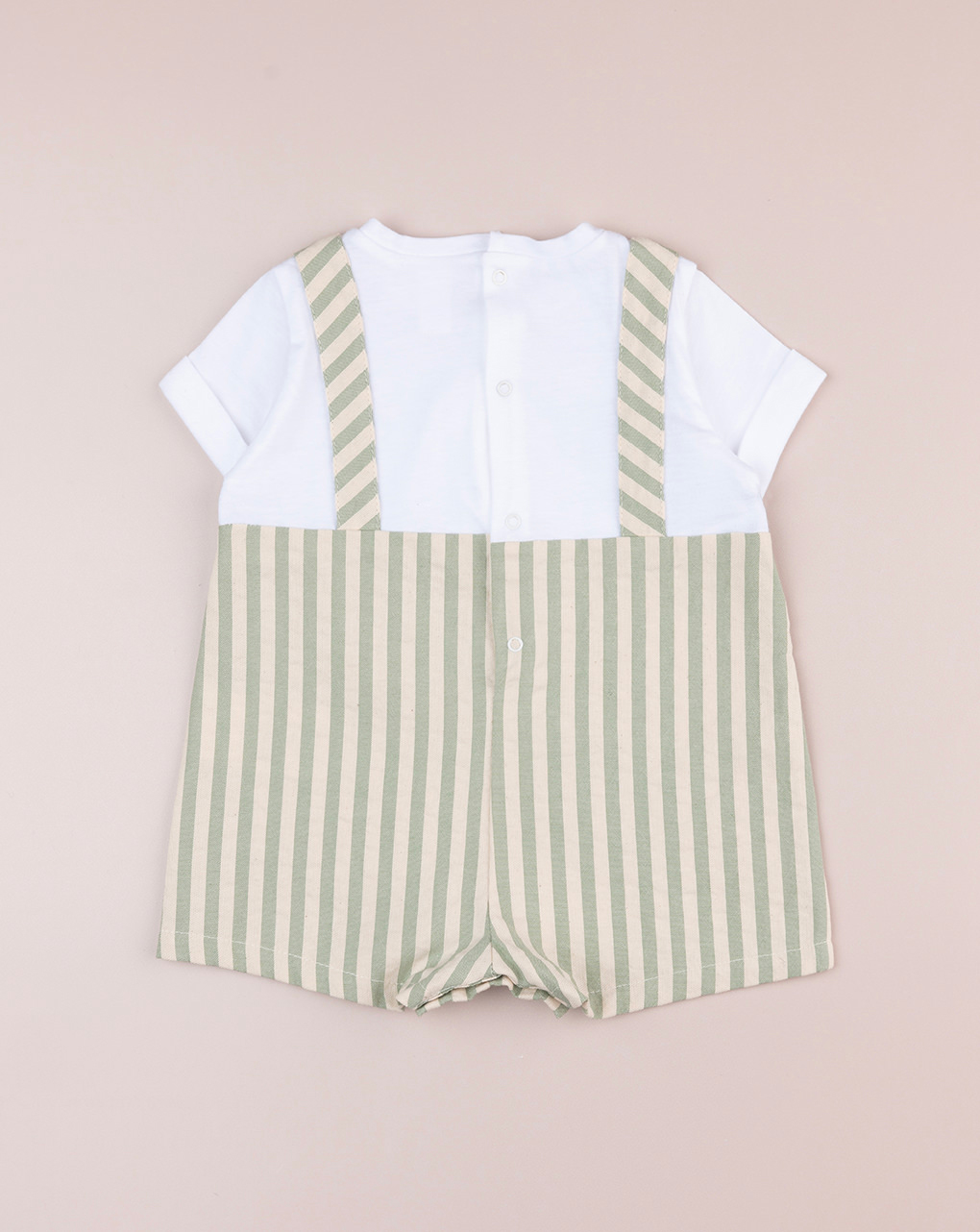 Pagliaccetto premium rigato verde/panna bimbo