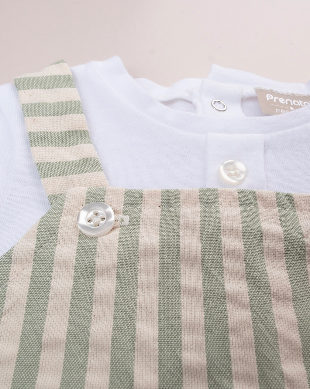 Pagliaccetto premium rigato verde/panna bimbo