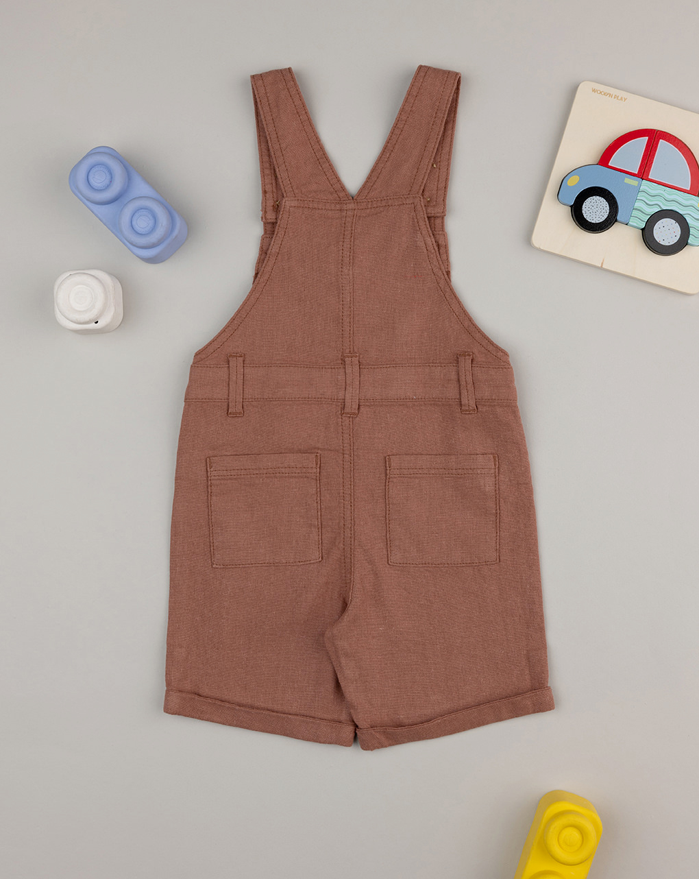 Salopette bimbo lino marrone