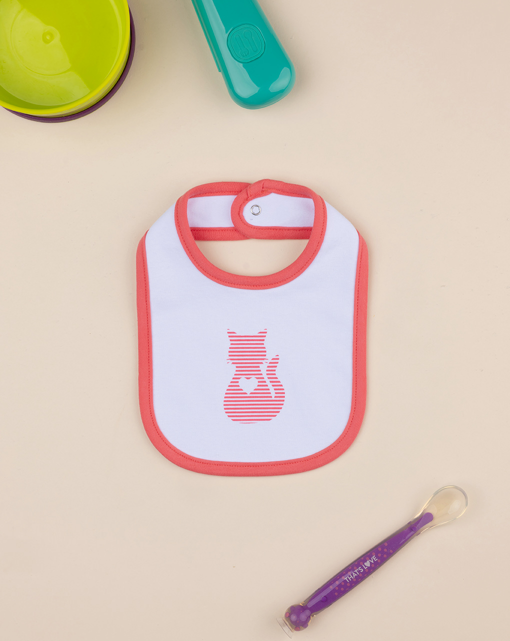 Bavaglino bimba rosso gatto