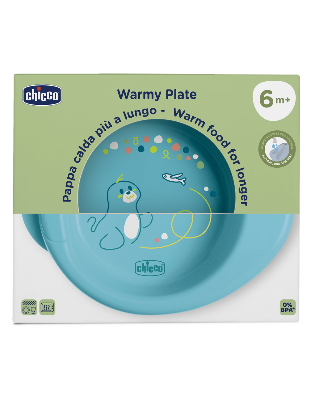 Piatto pappacalda 6m+ azzurro - chicco