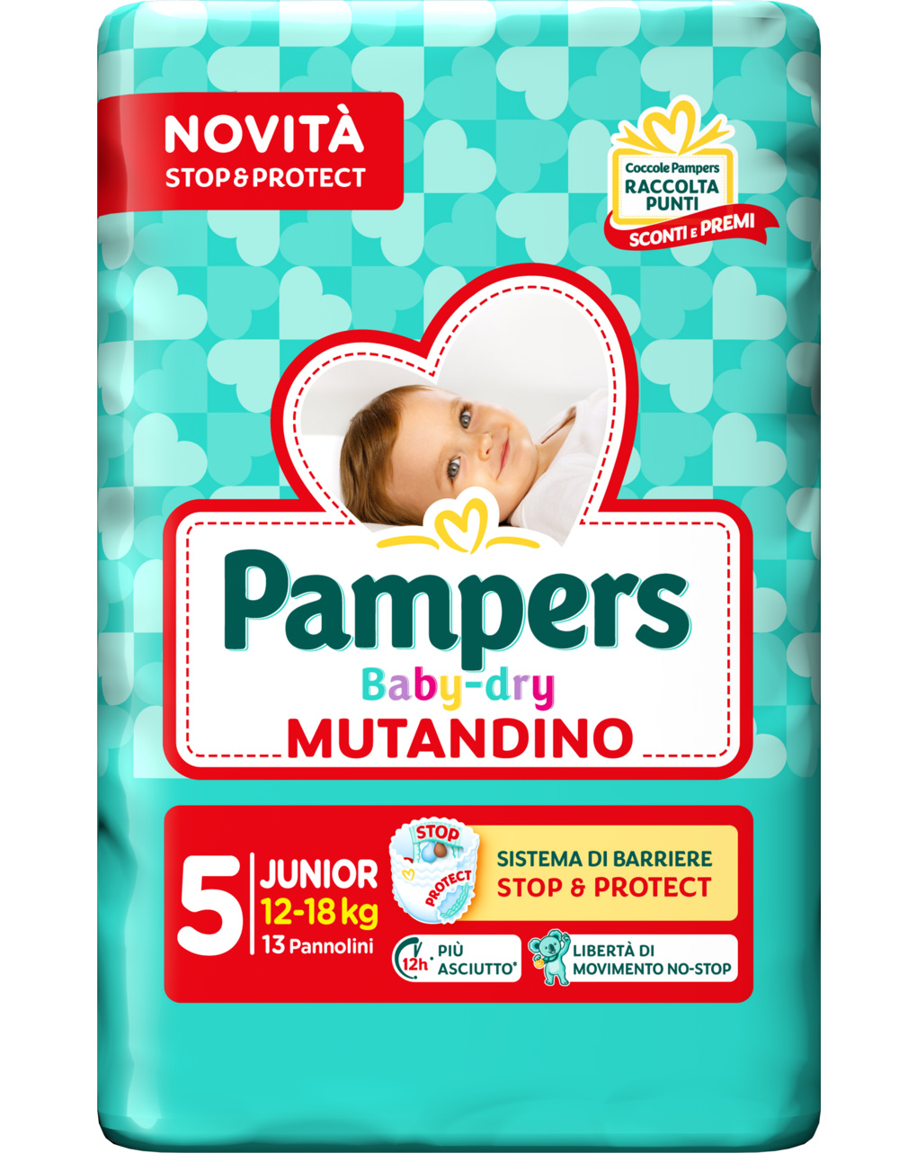 Baby dry pannolino mutandina junior taglia 5 small pack 13 pezzi - pampers