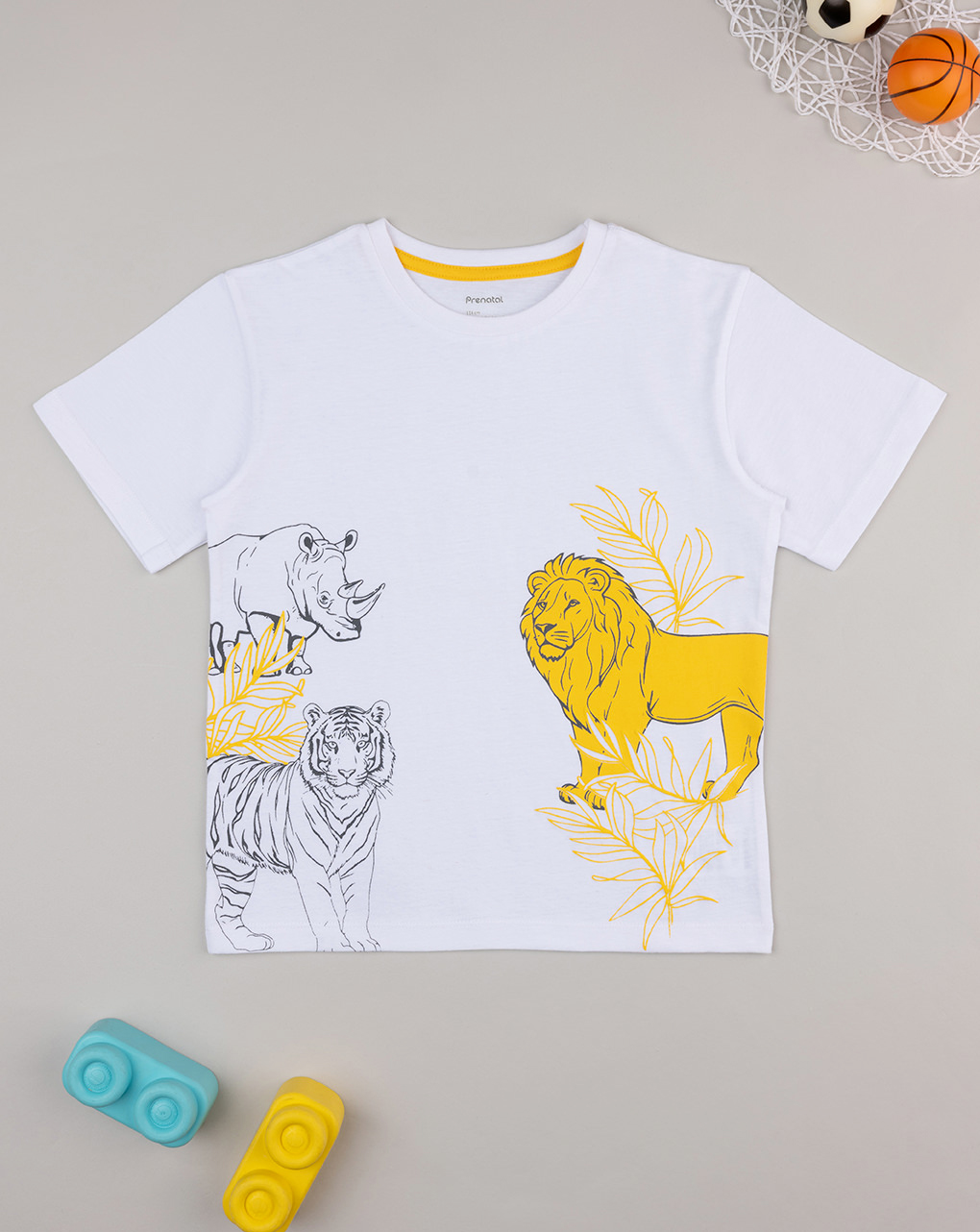T-shirt bambino bianca/gialla savana