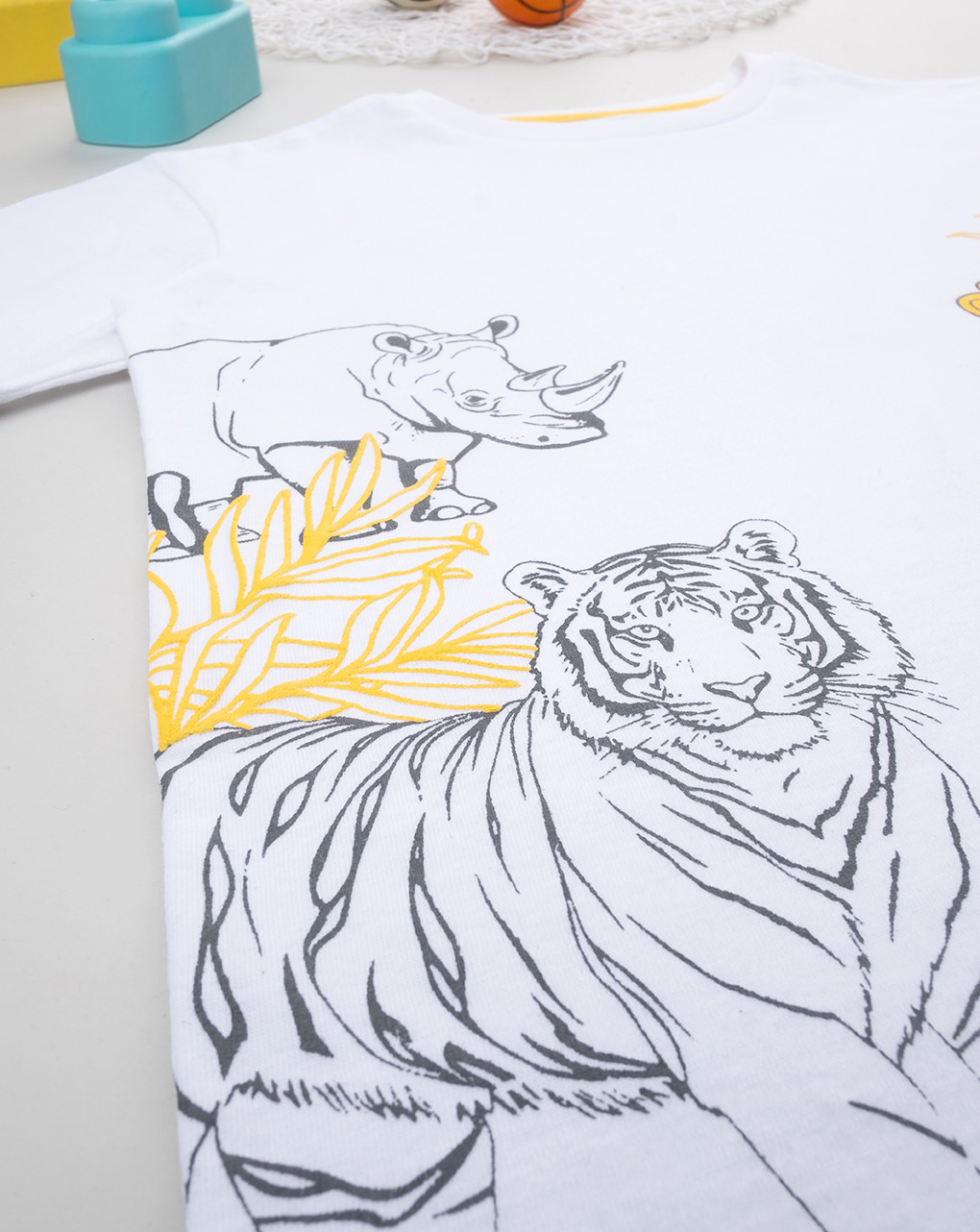 T-shirt bambino bianca/gialla savana