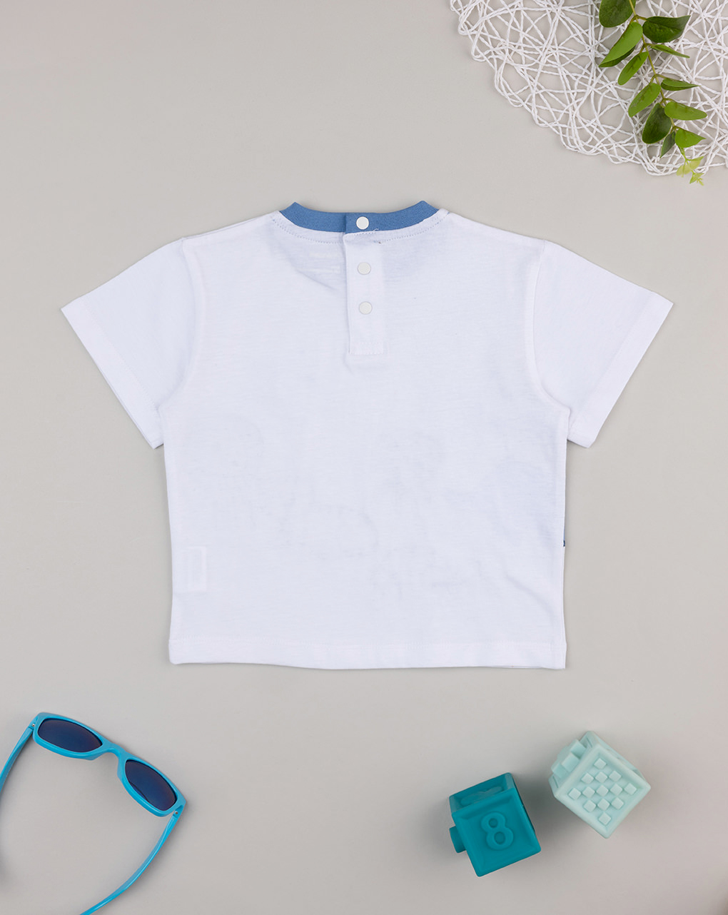 T-shirt bimbo bianco/blu savana