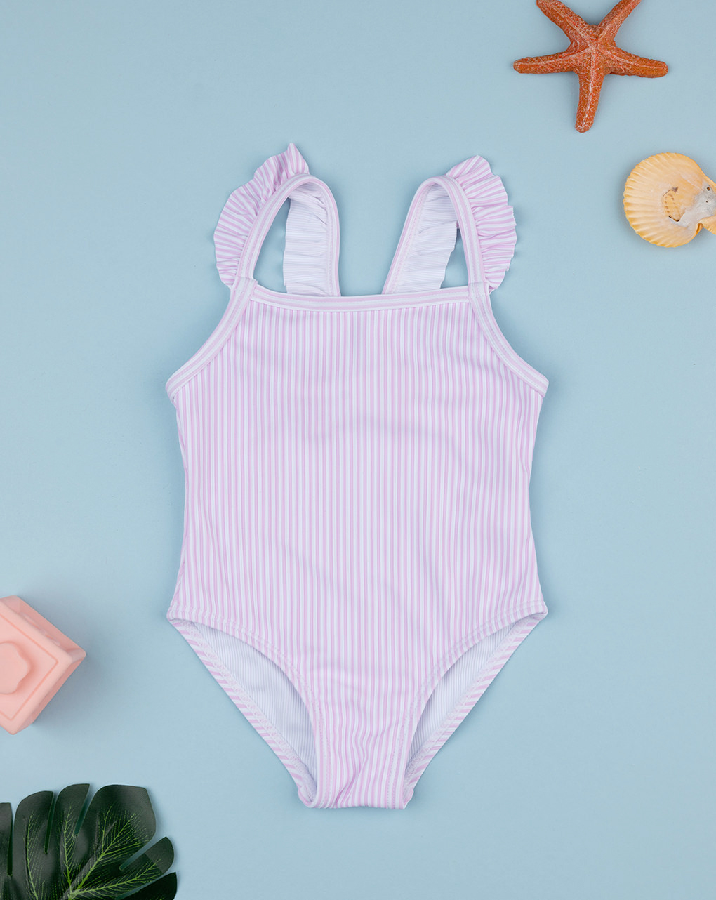 Costume intero bambina righe rosa