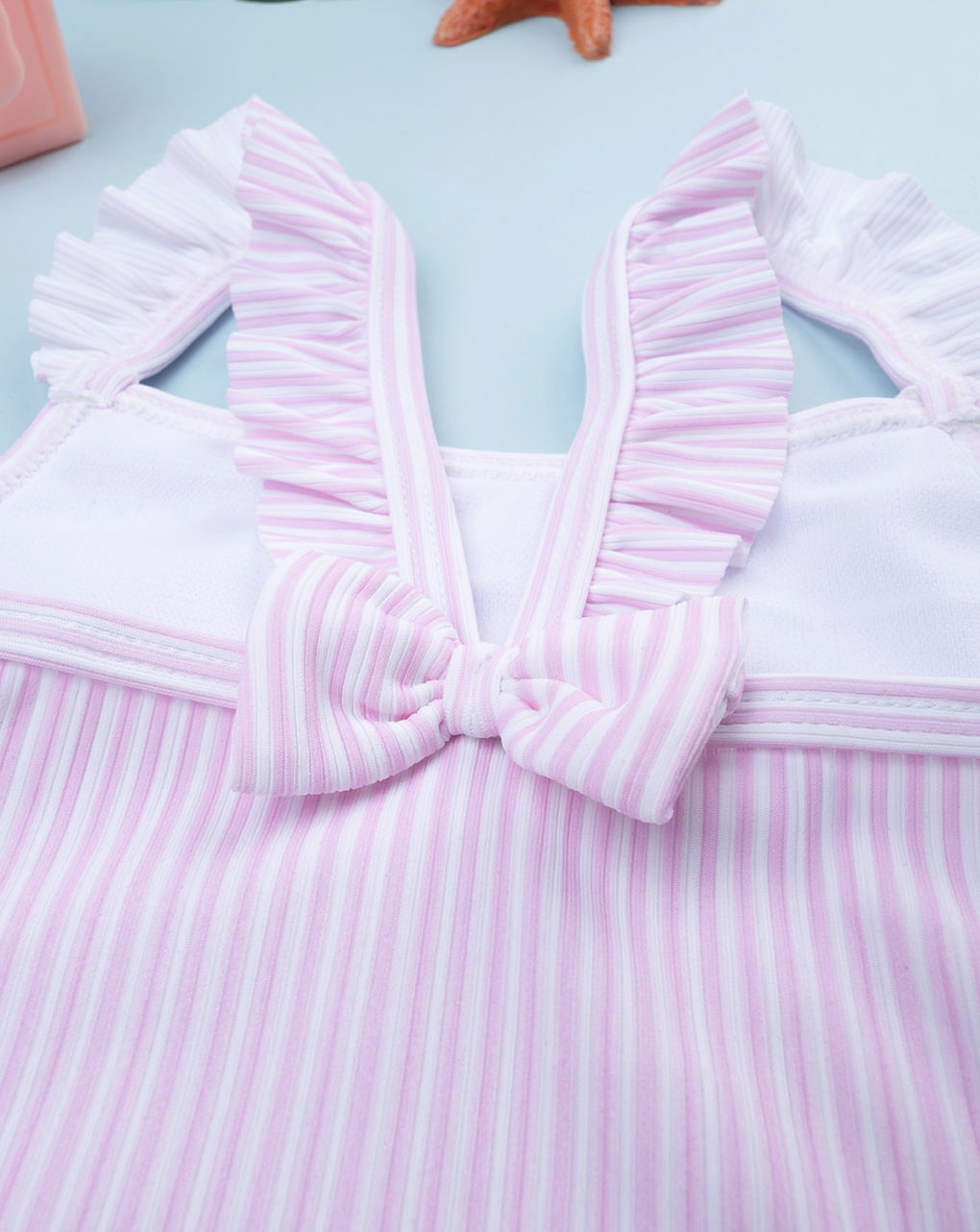 Costume intero bambina righe rosa