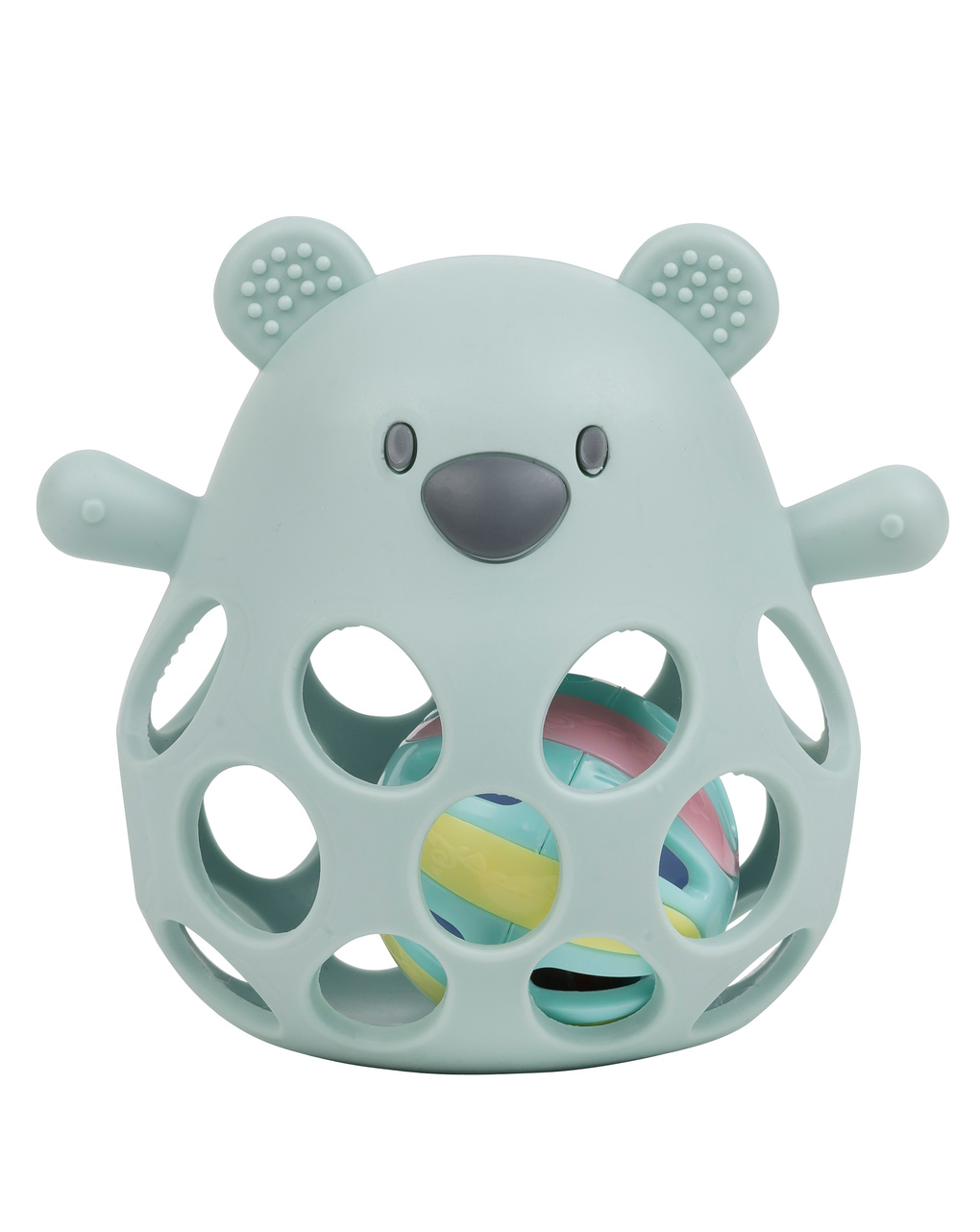 Sonaglio in silicone orso verde con pallina  - 0+ - nattou