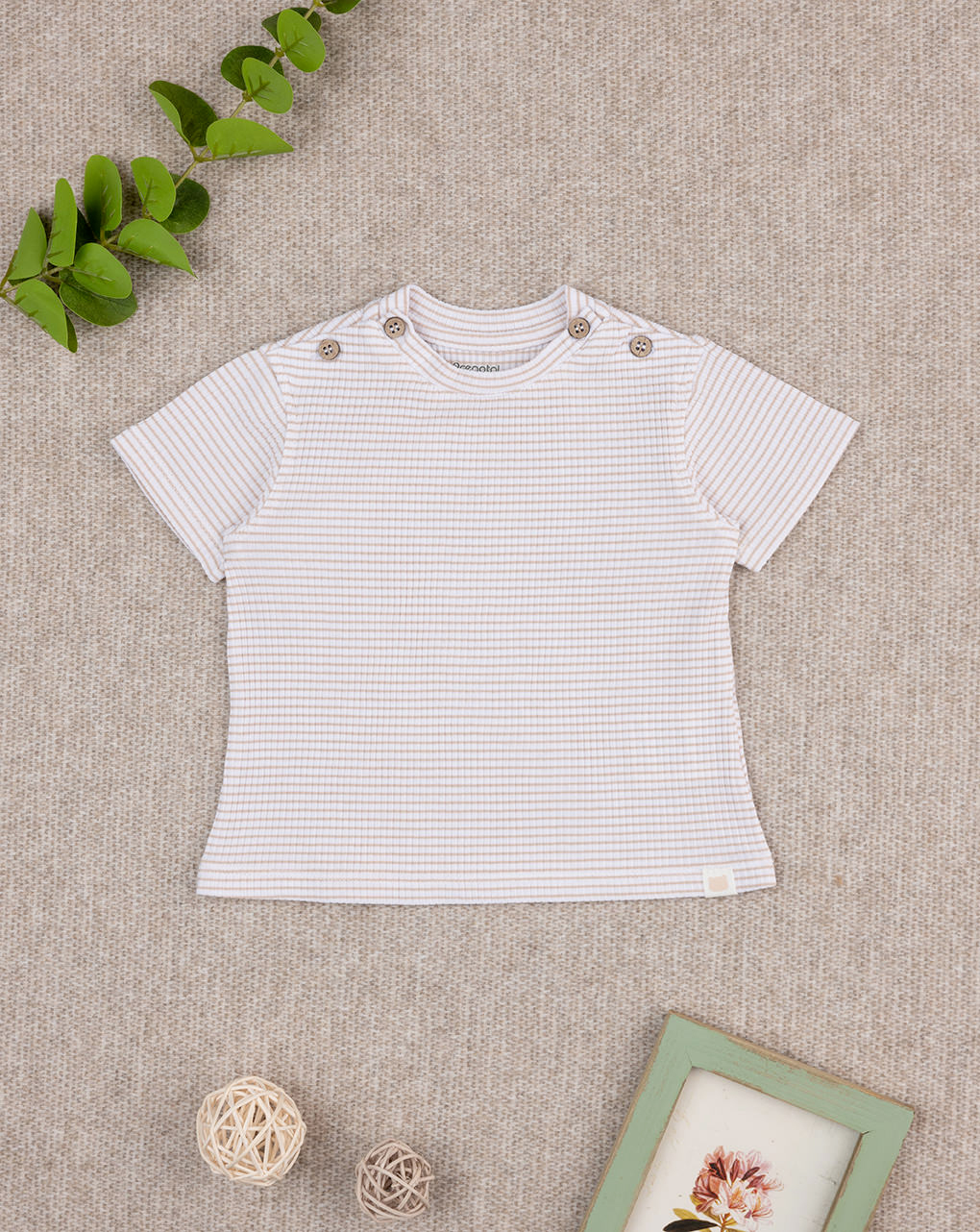 T-shirt bimbo righe marroni