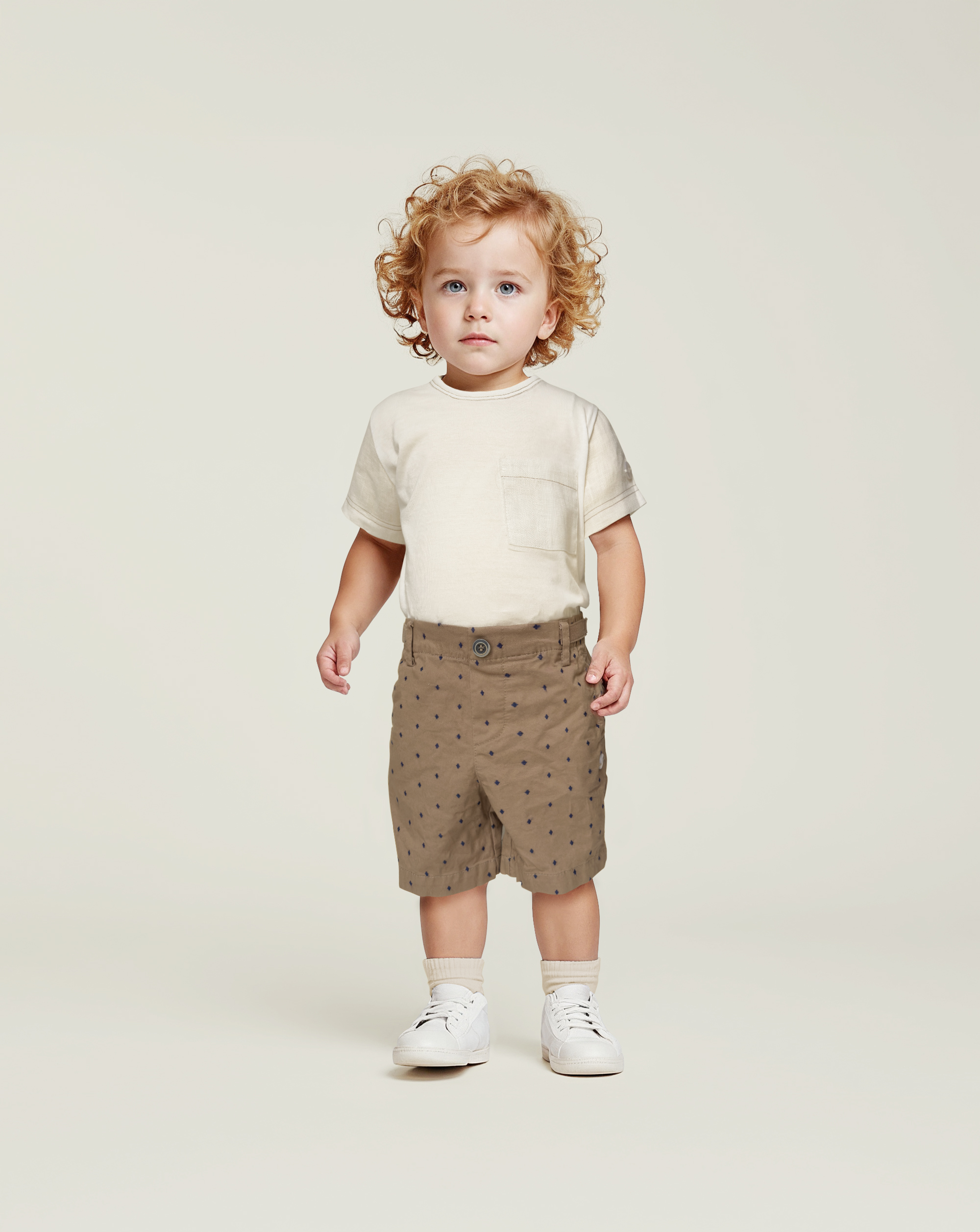 Shorts premium marrone bimbo con allover