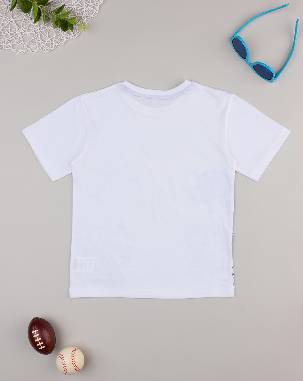 T-shirt bambino bianca/blu savana