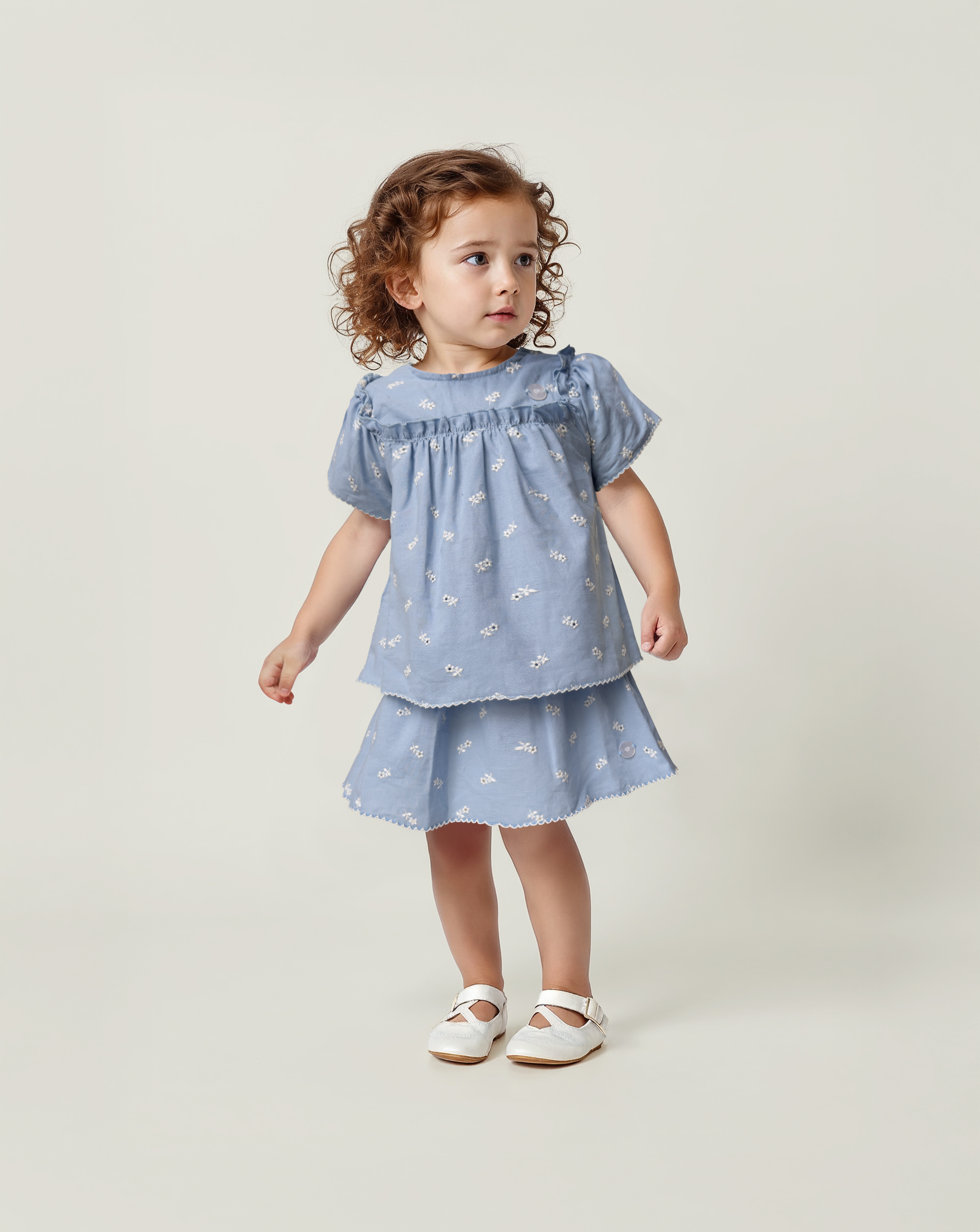 Camicia premium azzurra bimba con allover