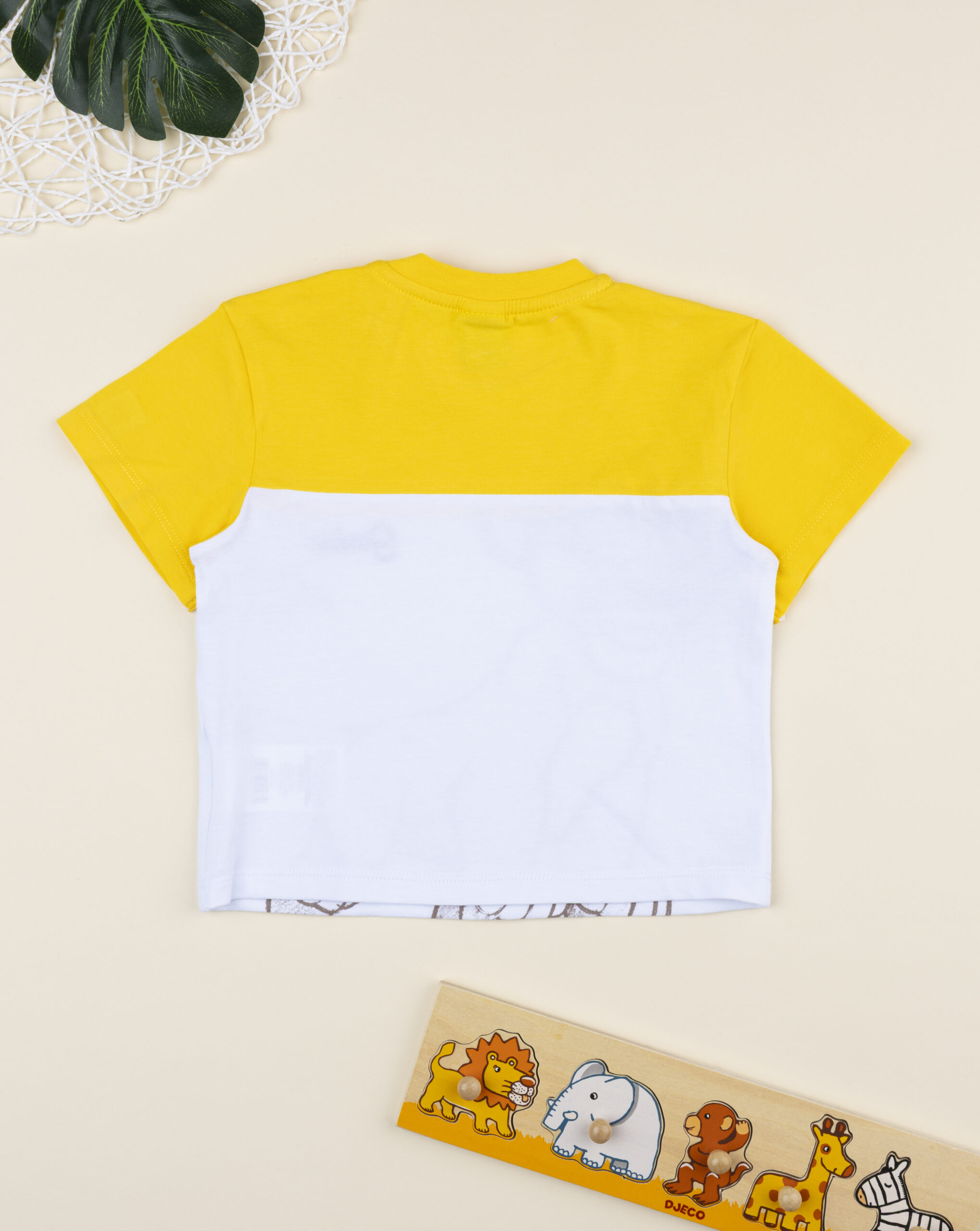 T-shirt bimbo re leone bianca/giallo