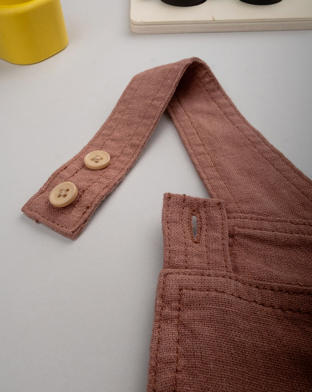 Salopette bimbo lino marrone