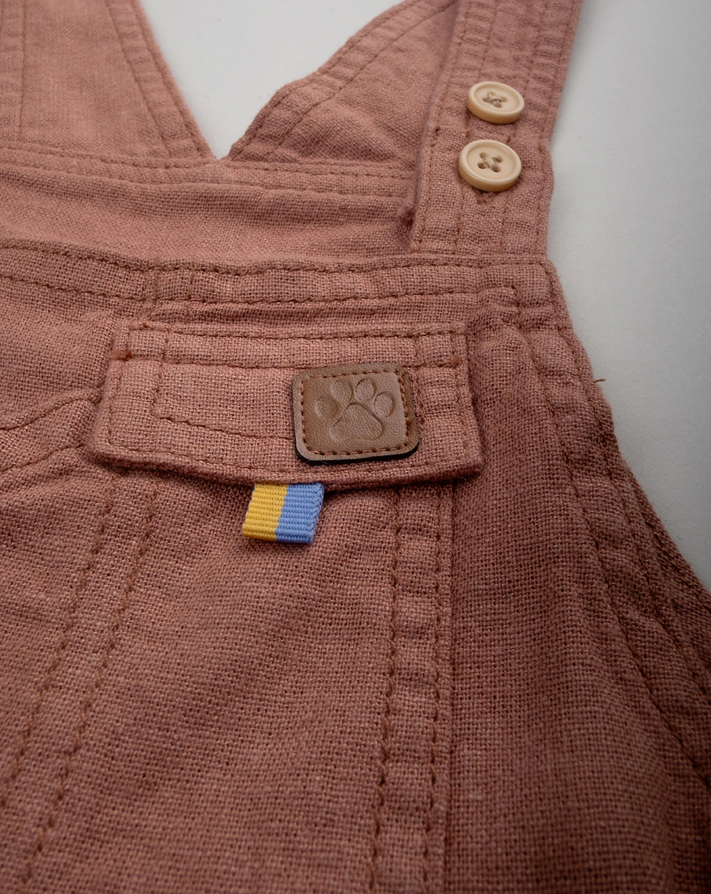 Salopette bimbo lino marrone