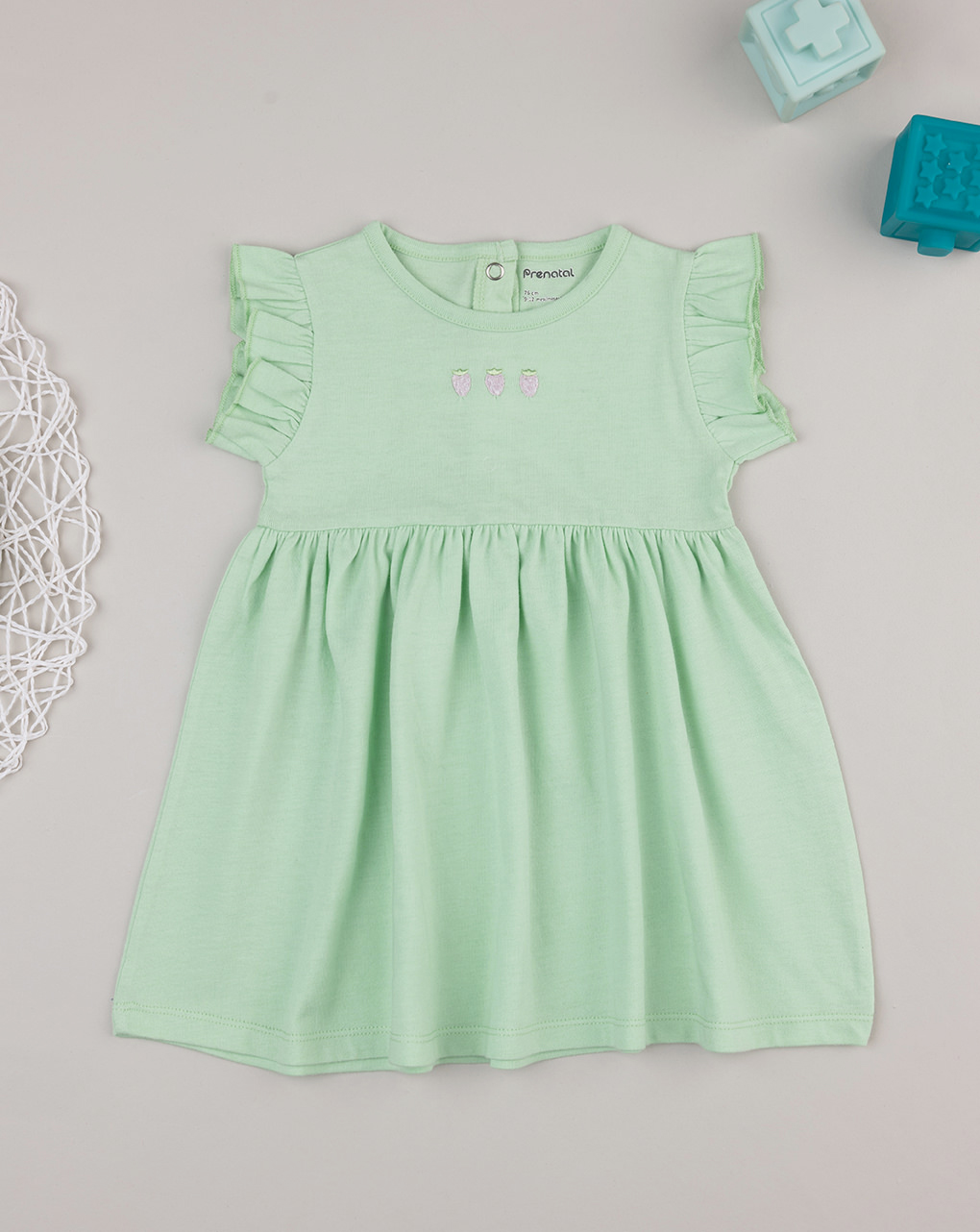 Abito bimba verde ricamo