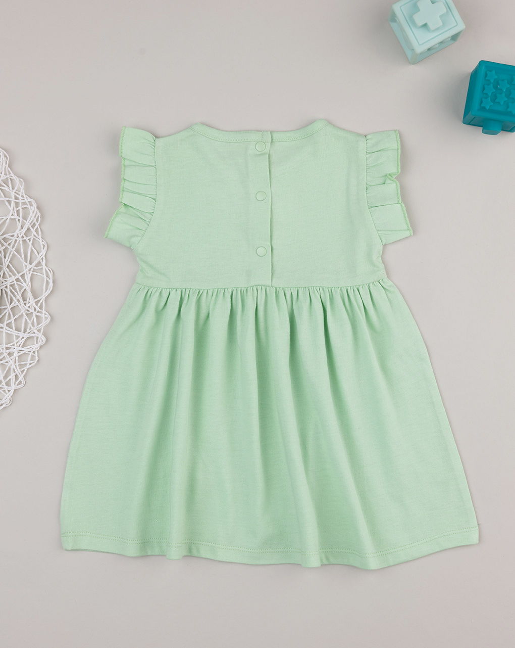 Abito bimba verde ricamo