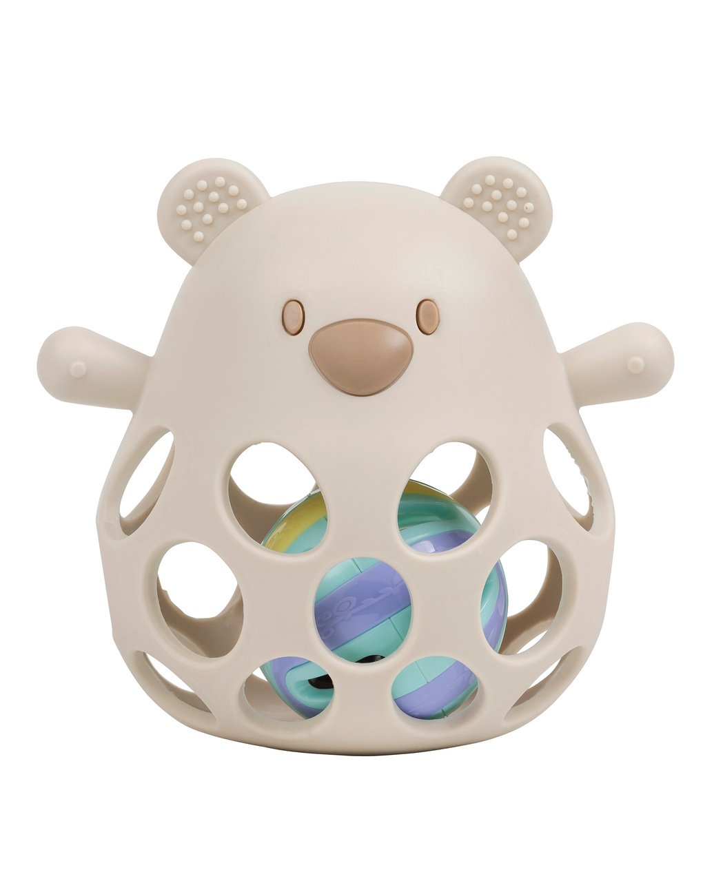 Sonaglio in silicone orso beige con pallina  - 0+ - nattou