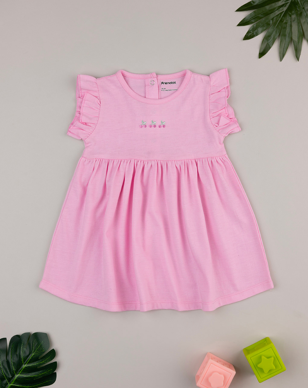 Abito bimba rosa con ricamo