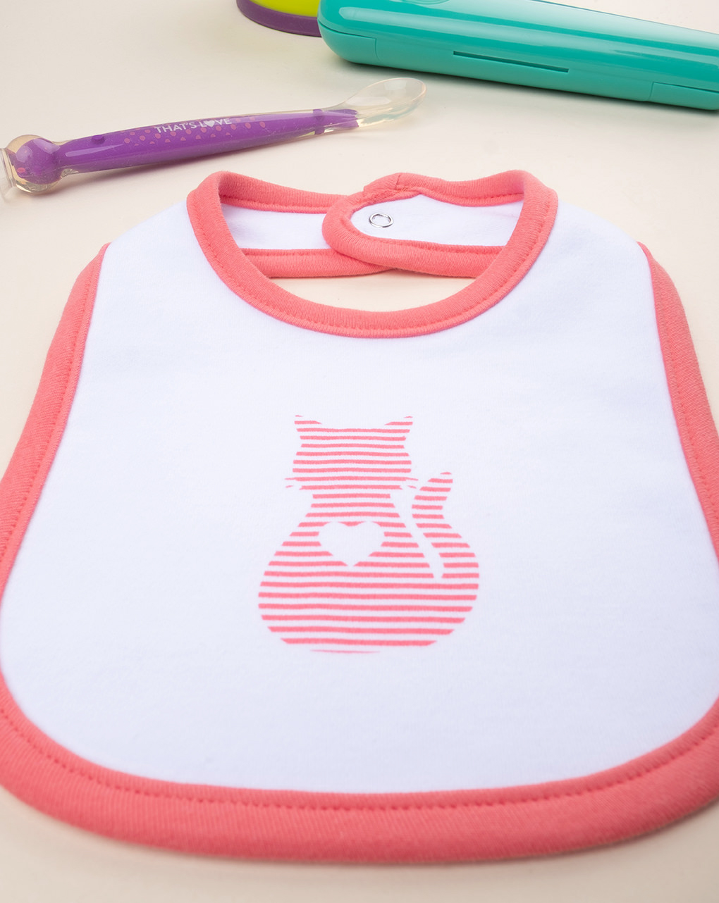 Bavaglino bimba rosso gatto