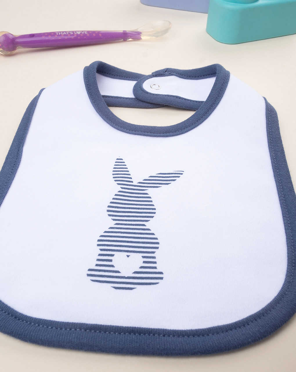 Bavaglino bimba blu coniglio