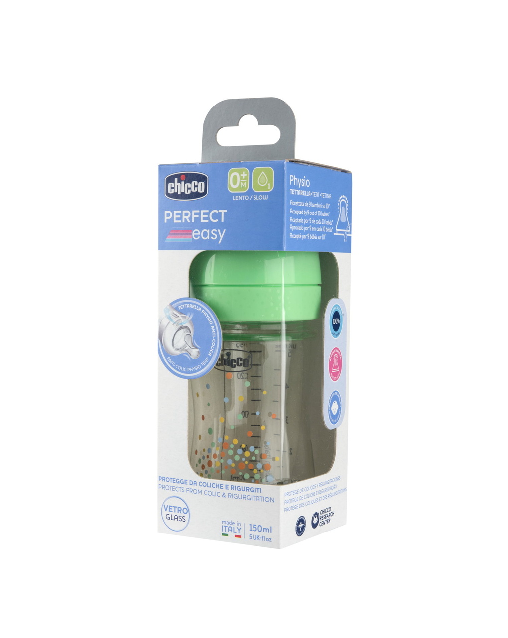 Biberon perfect easy 150ml in vetro verde - chicco