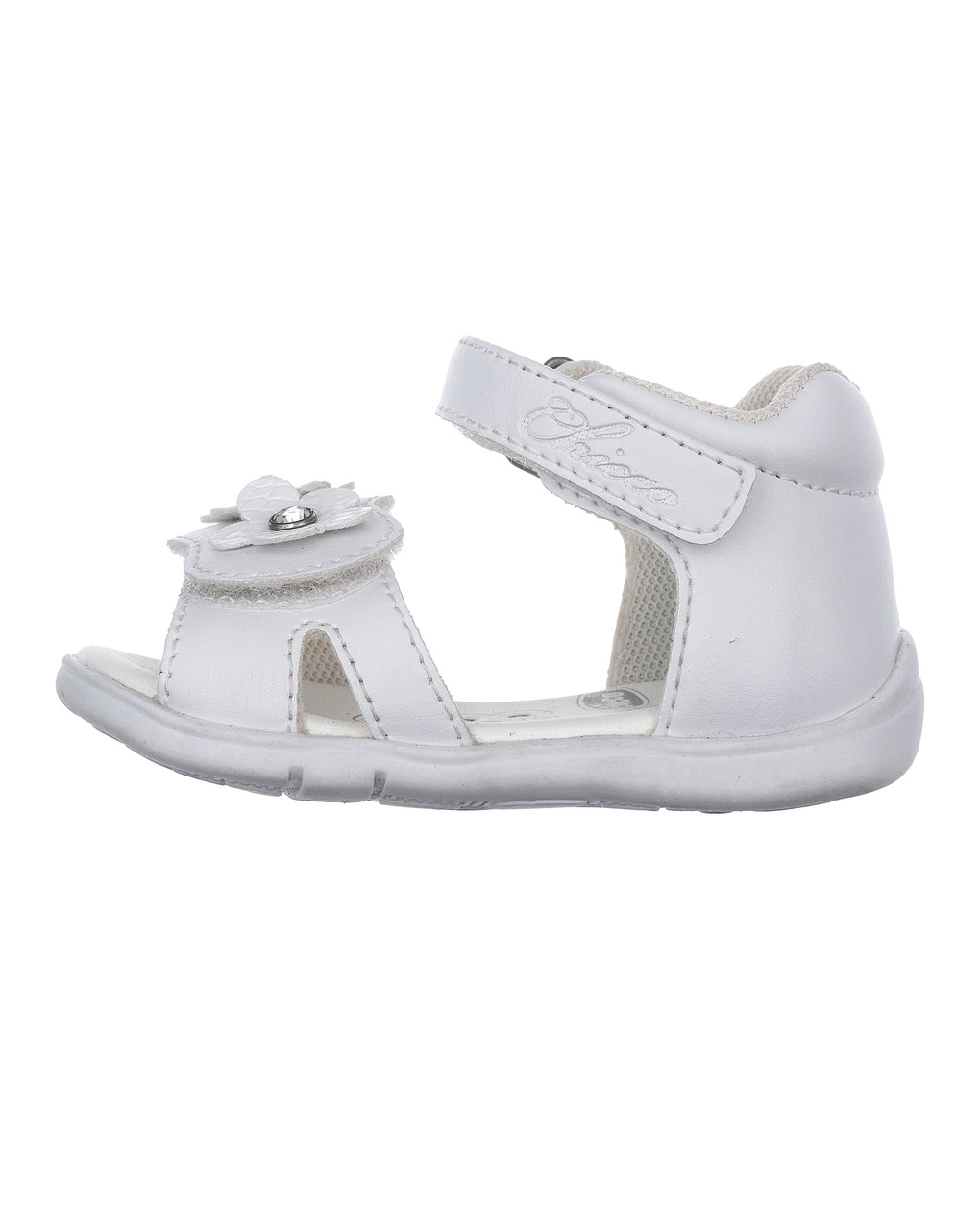 Sandalo goffry chicco bimba bianco con fiori