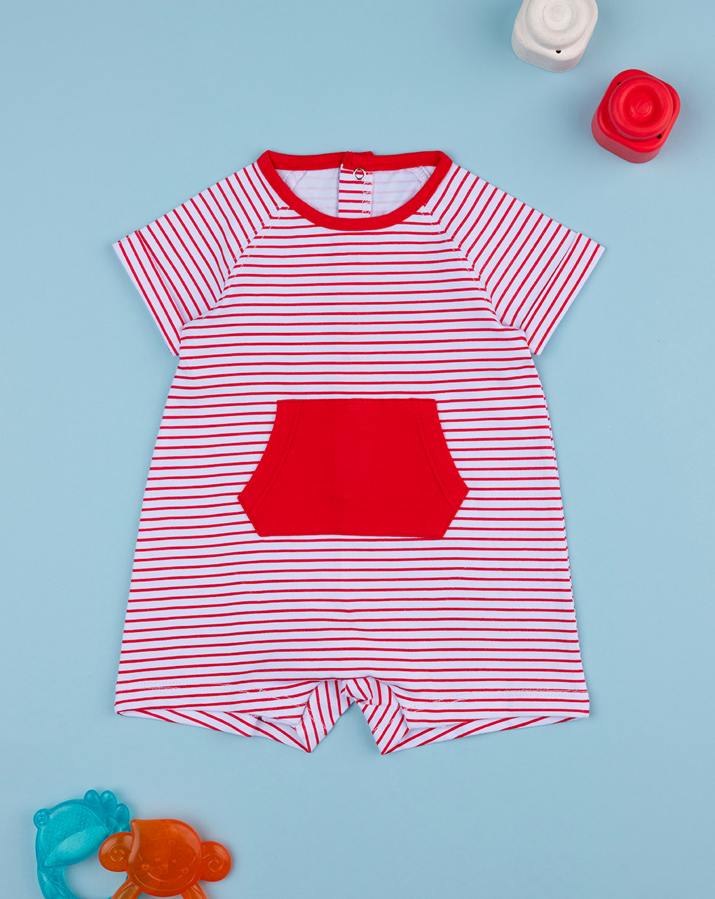 Pagliaccetto neonato righine rosse