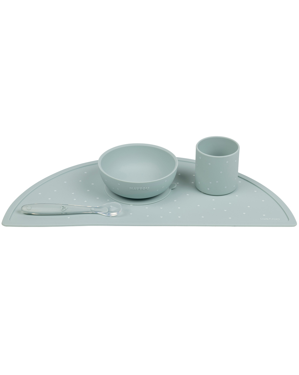 Set 4 pezzi pappa in silicone con set colore verde & stelline - nattou