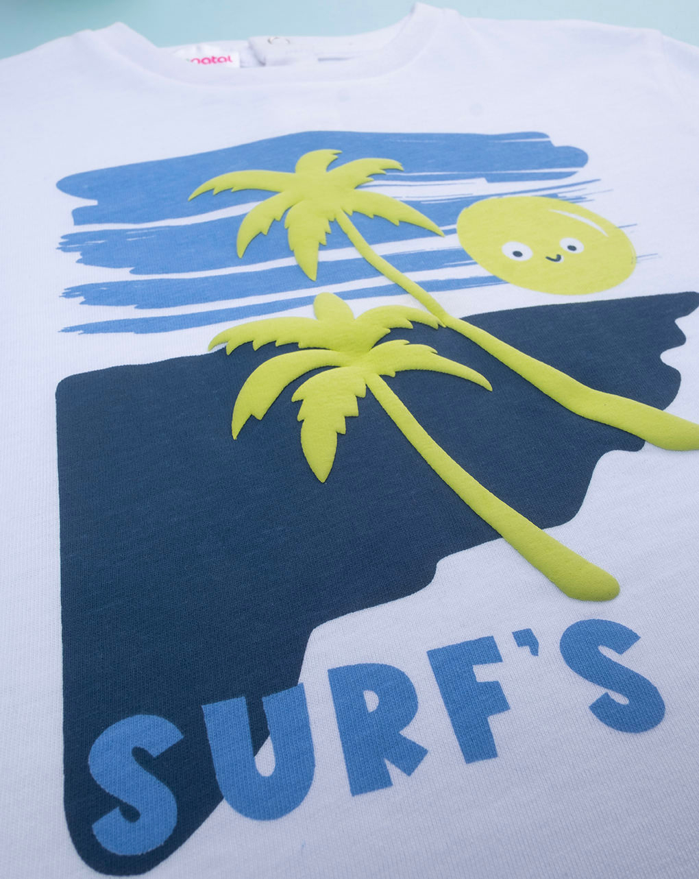 T-shirt bimbo bianca stampa surf