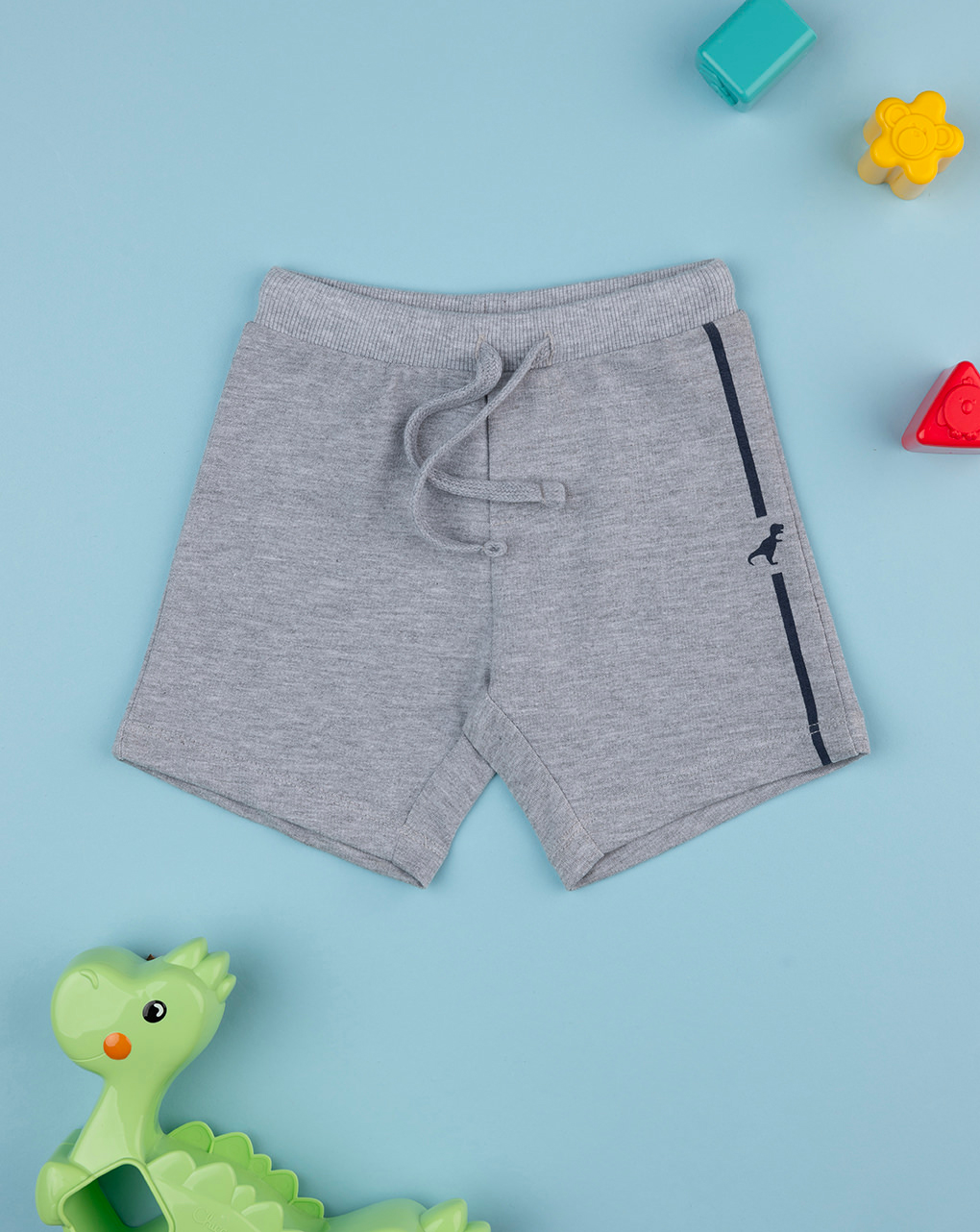 Shorts bimbo grigio banda blu