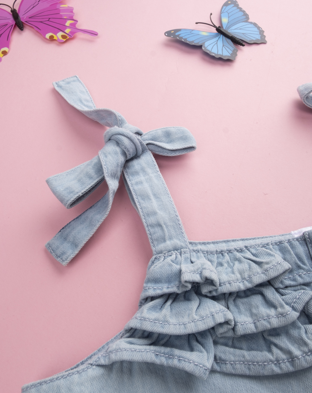 Tutina bimba denim farfalle