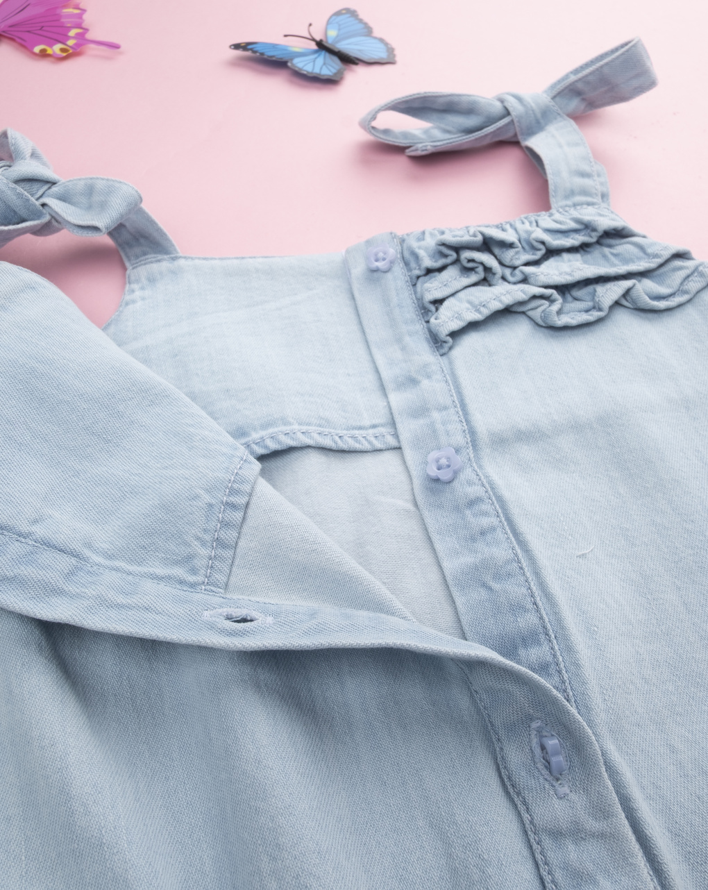 Tutina bimba denim farfalle