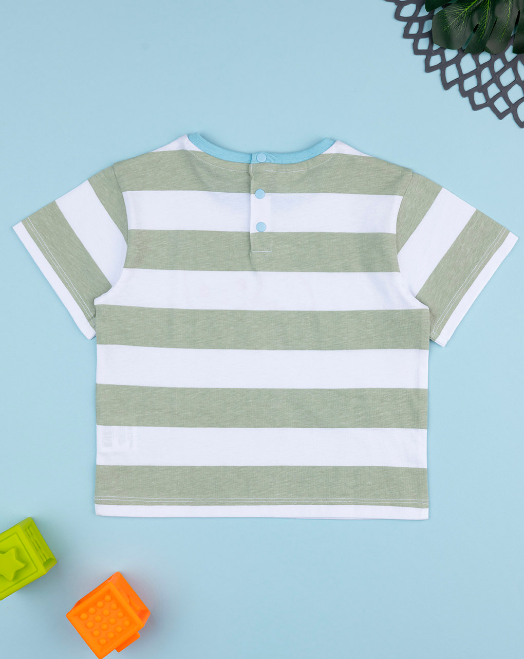 T-shirt bimbo bianco/verde tartaruga