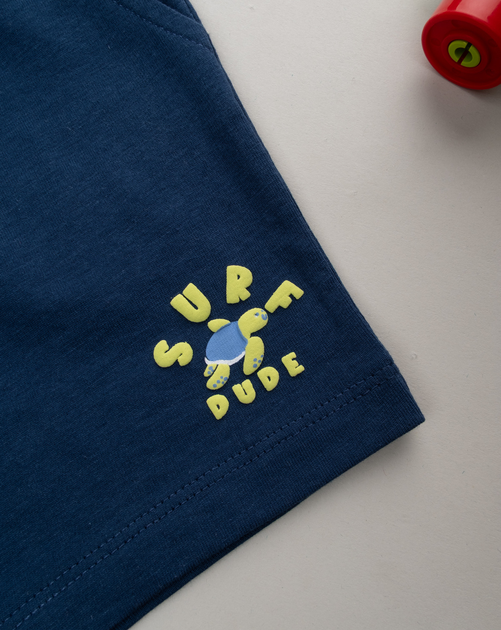 Pantaloni corti bimbo blu con stampa