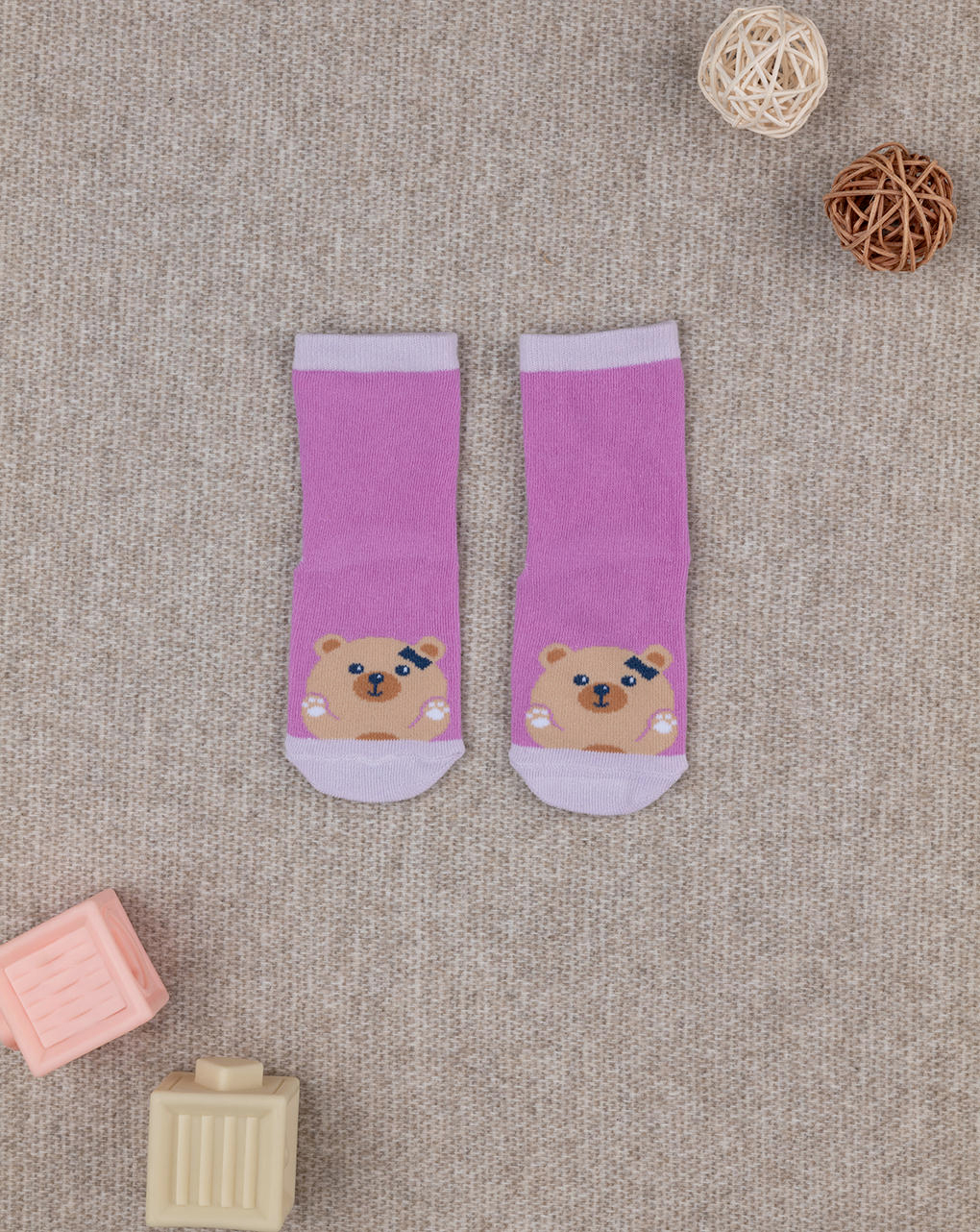 Calzini antiscivolo fucsia bimba orsetto