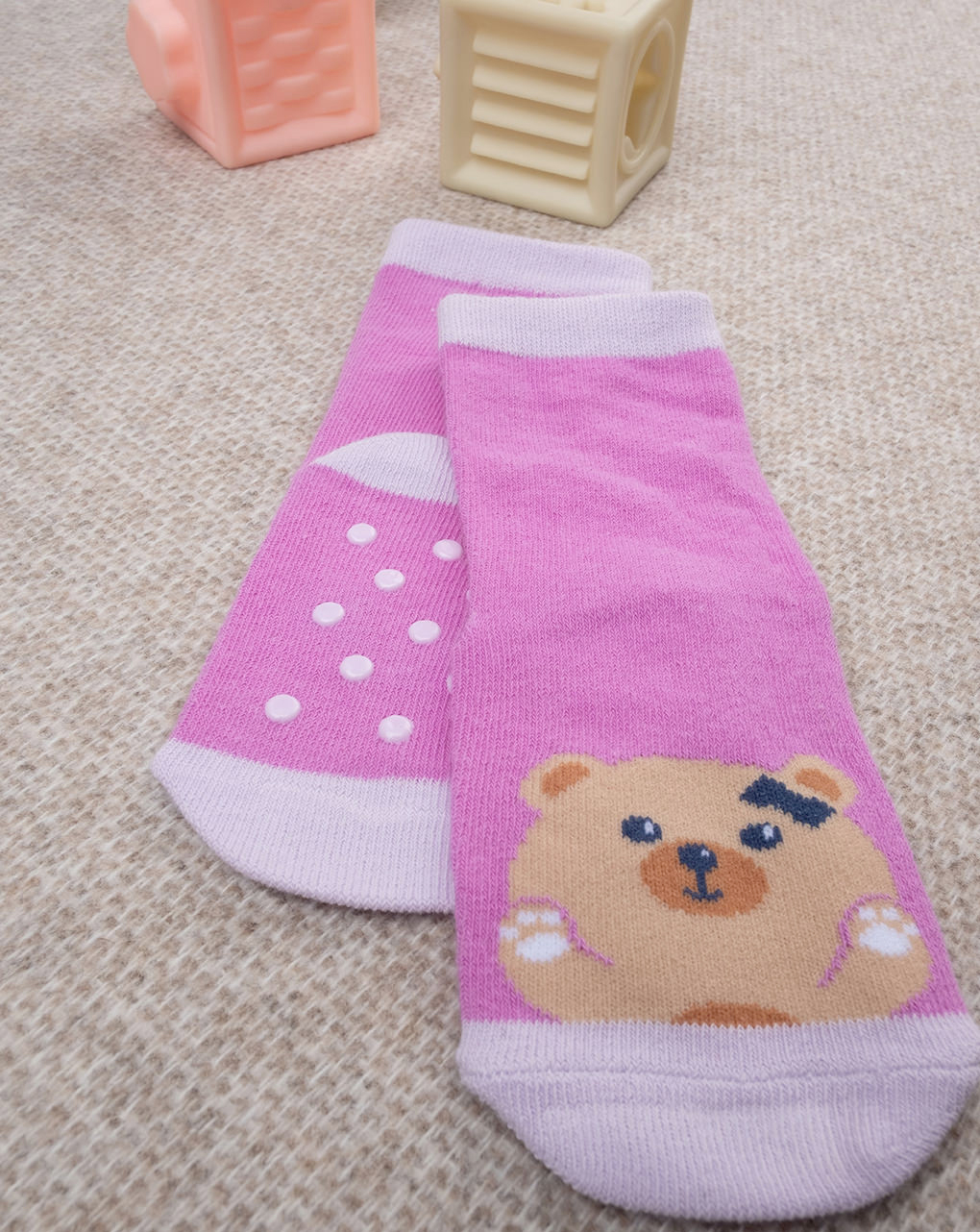 Calzini antiscivolo fucsia bimba orsetto