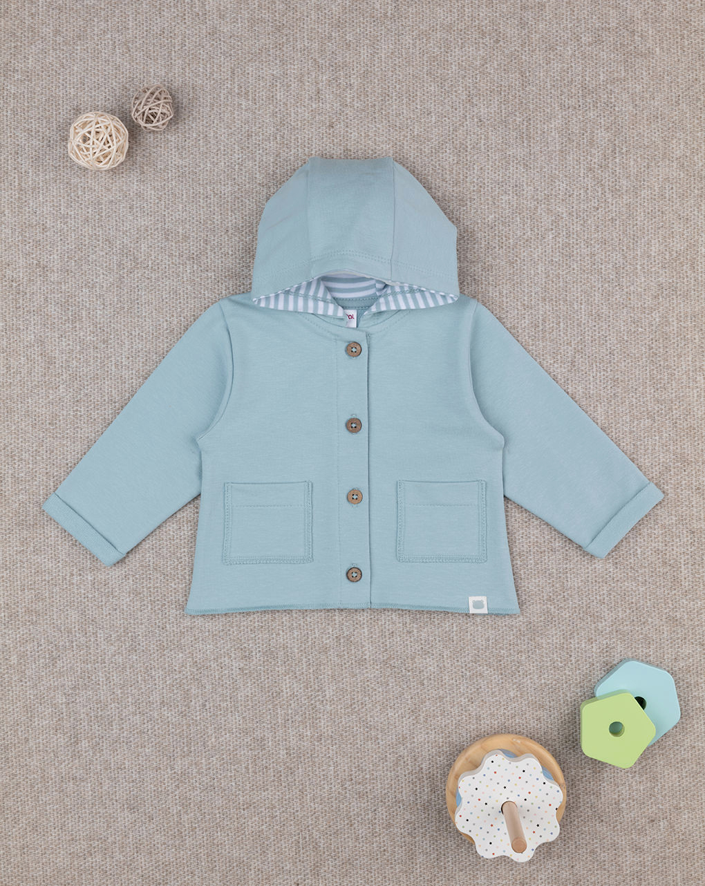 Cardigan azzurro con cappuccio bimbo