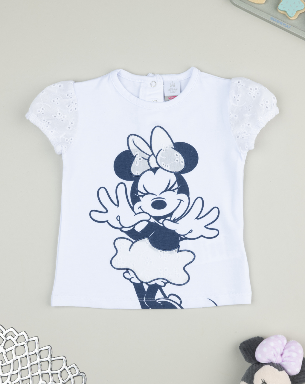 T-shirt bimba minnie maniche sangallo